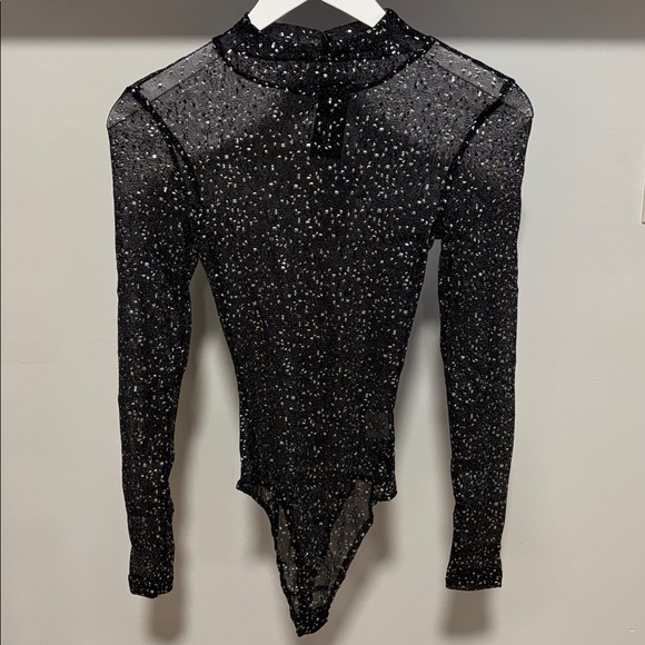 Fashion Nova Tops - Fashion Nova sheer lace long sleeve bodysuit.